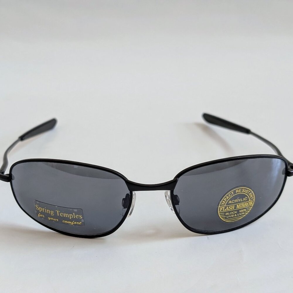 NWT Vintage 90's Rectangle Metal Sport Sunglasses (M. Black)